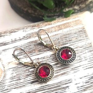 Napier Semi Precious Garnett Dangle Earrings